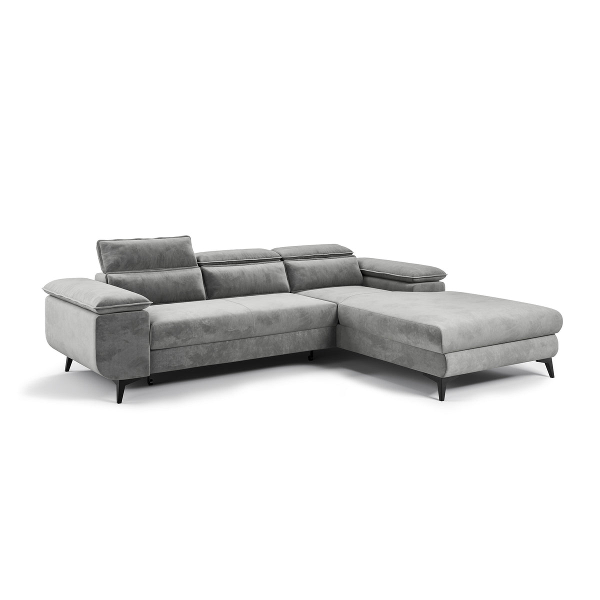 Bessi corner sofa, 276x205, right-hand, Ash Mist (MONOLITH 84) – chaise longue on the right, angled view
