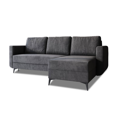 Forra 235 cm corner sofa, Graphite Grey (MANILA 19), right-hand version on tall black legs