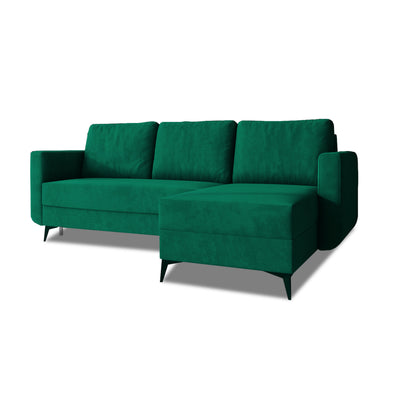Forra 235 cm corner sofa, Forest Moss (MANILA 35), right-hand version on tall black legs