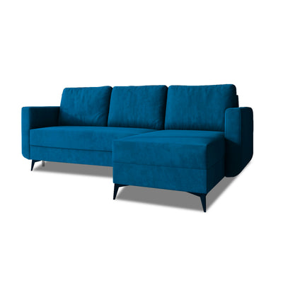 Forra 235 cm corner sofa, Midnight Sapphire (MANILA 26), right-hand version on tall black legs