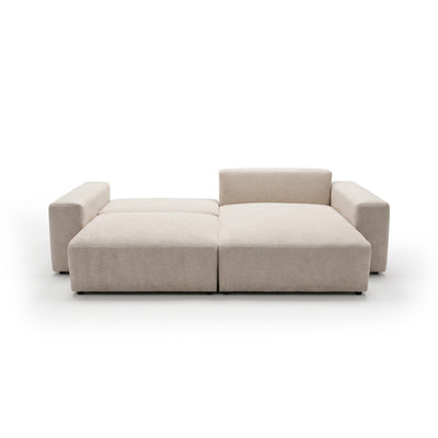 Iskeli corner sofa, Creamy Taupe (ARAGON 03), right-hand version, unfolded – living room corner sofa bed