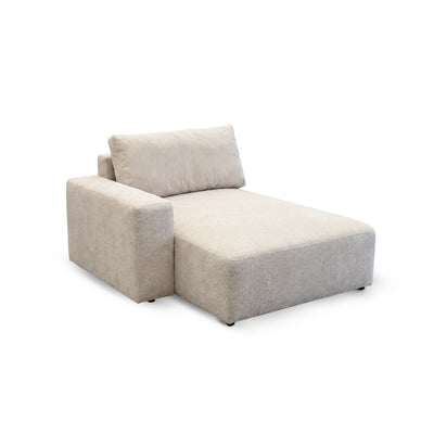 Ottoman with armrest from the Iskeli modular corner sofa, Creamy Taupe (ARAGON 03) – 128 × 156 cm module