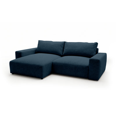 Iskeli modular corner sofa, Ink Granite (ARAGON 74), left-hand version, angled view – corner sofa with ottoman in Aragon fabric