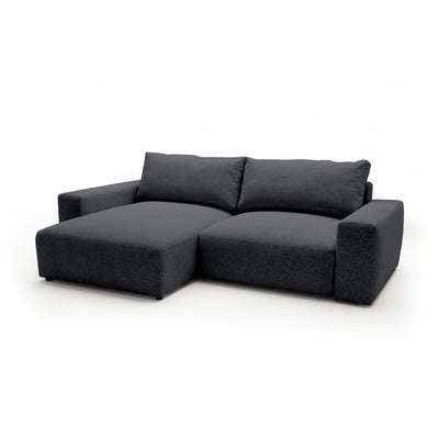 Iskeli modular corner sofa, Dark Ash (ARAGON 93), left-hand version, angled view – corner sofa with ottoman in Aragon fabric