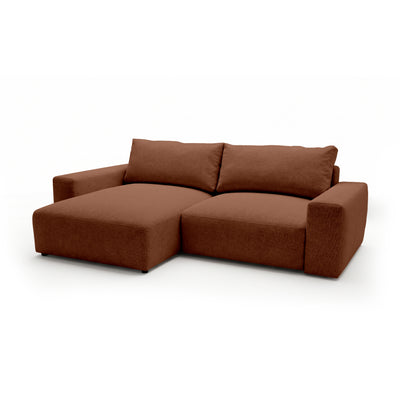 Iskeli modular corner sofa, Matt Cinnamon (ARAGON 56), left-hand version, angled view – corner sofa with ottoman in Aragon fabric
