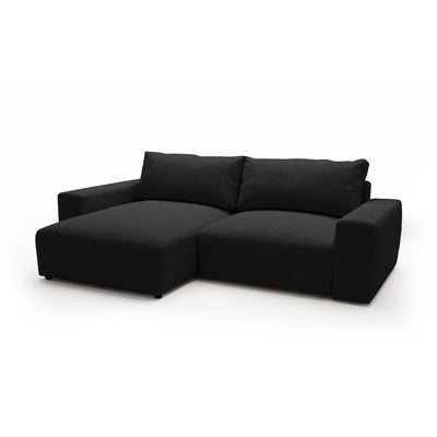 Iskeli modular corner sofa, Raven's Depth (ARAGON 99), left-hand version, angled view – corner sofa with ottoman in Aragon fabric
