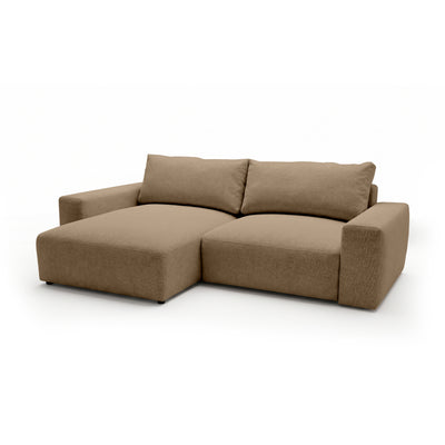 Iskeli modular corner sofa, Nutty Beige (ARAGON 14), left-hand version, angled view – corner sofa with ottoman in Aragon fabric