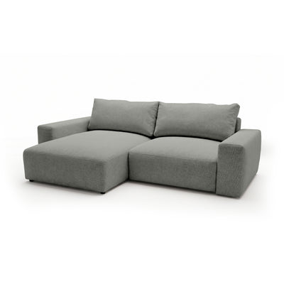 Iskeli modular corner sofa, Steel Grey (ARAGON 83), left-hand version, angled view – corner sofa with ottoman in Aragon fabric