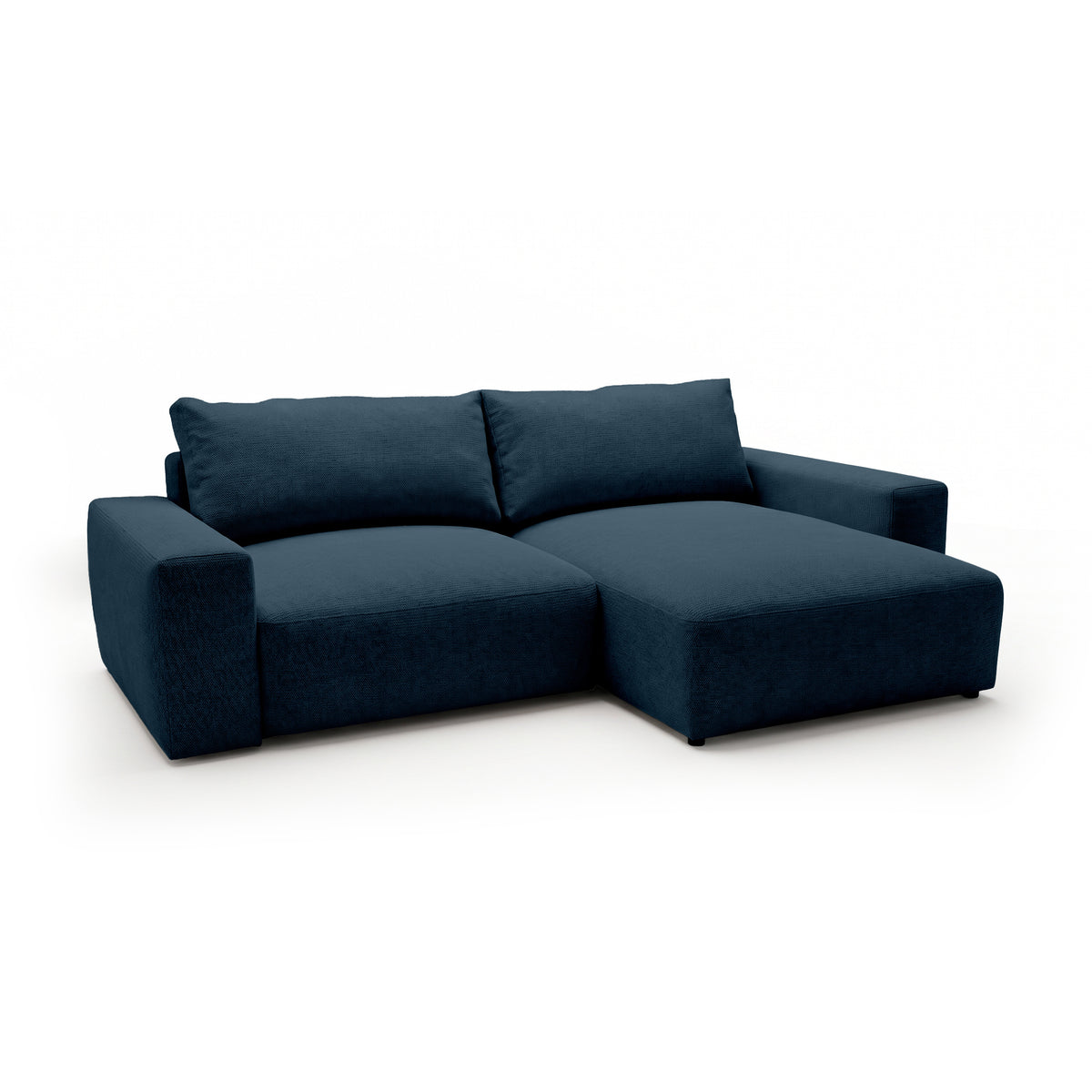 Iskeli modular corner sofa, Ink Granite (ARAGON 74), right-hand version, angled view – corner sofa with ottoman in Aragon fabric
