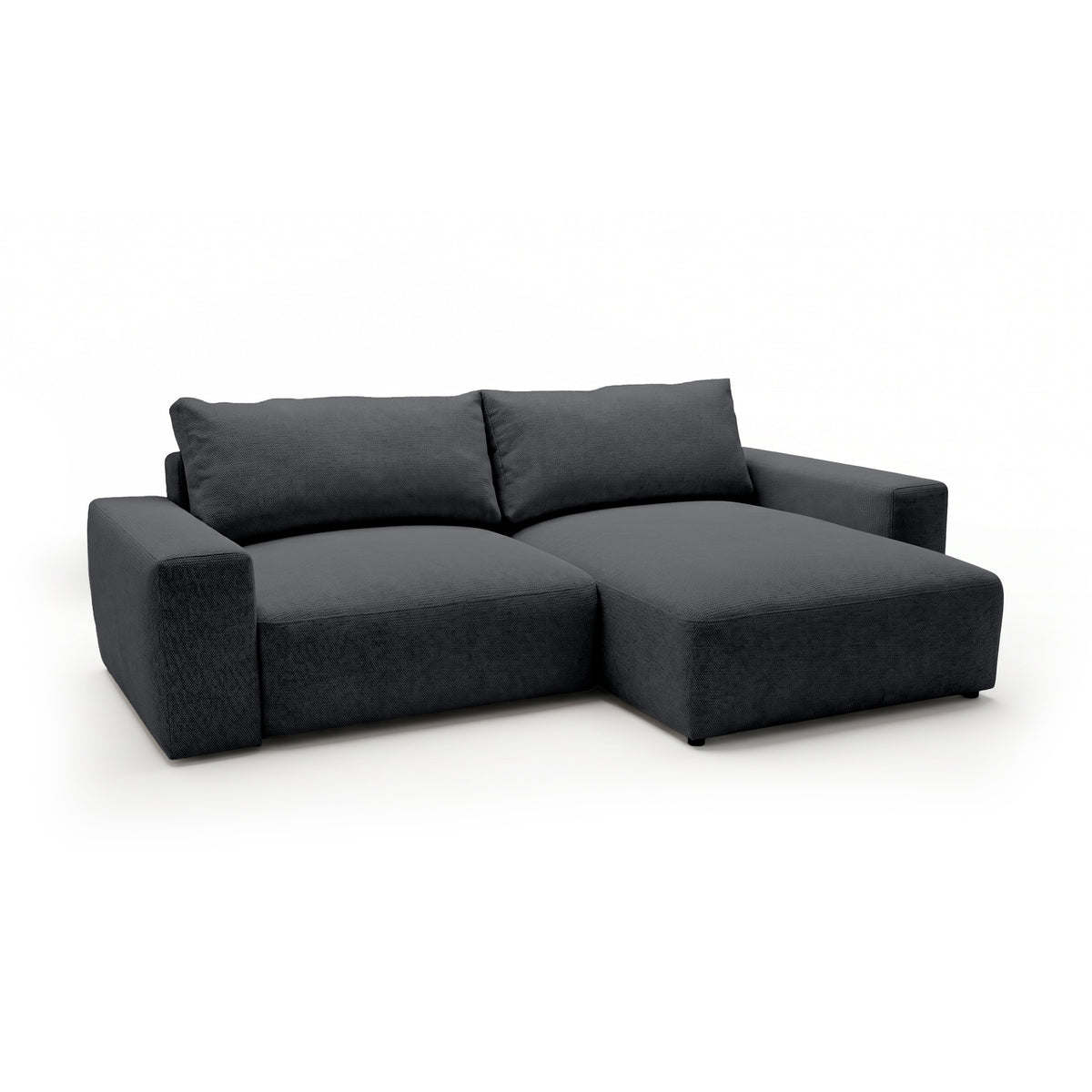 Iskeli modular corner sofa, Dark Ash (ARAGON 93), right-hand version, angled view – corner sofa with ottoman in Aragon fabric