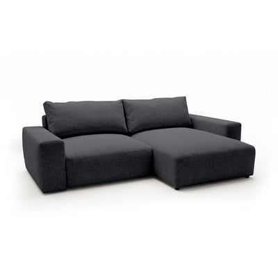 Iskeli modular corner sofa, Dark Ash (ARAGON 93), right-hand version, angled view – corner sofa with ottoman in Aragon fabric
