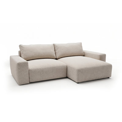 Iskeli modular corner sofa, Creamy Taupe (ARAGON 03), right-hand version, angled view – corner sofa with bedding storage compartment