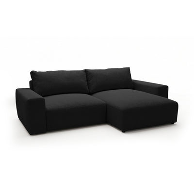 Iskeli modular corner sofa, Raven's Depth (ARAGON 99), right-hand version, angled view – corner sofa with ottoman in Aragon fabric