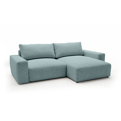Iskeli modular corner sofa, Icy Azure (ARAGON 70), right-hand version, angled view – corner sofa with ottoman in Aragon fabric