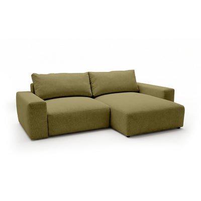 Iskeli modular corner sofa, Golden Linen (ARAGON 35), right-hand version, angled view – corner sofa with ottoman in Aragon fabric