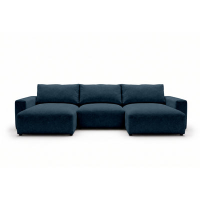 U Iskeli modular corner sofa 361 cm in Ink Granite (ARAGON 74) from the front – corner sofa with two ottomans in Aragon fabric
