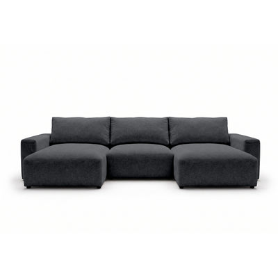 U Iskeli modular corner sofa 361 cm in Dark Ash (ARAGON 93) from the front – corner sofa with two ottomans in Aragon fabric