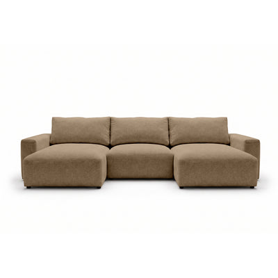 U Iskeli modular corner sofa 361 cm in Nutty Beige (ARAGON 14) from the front – corner sofa with two ottomans in Aragon fabric
