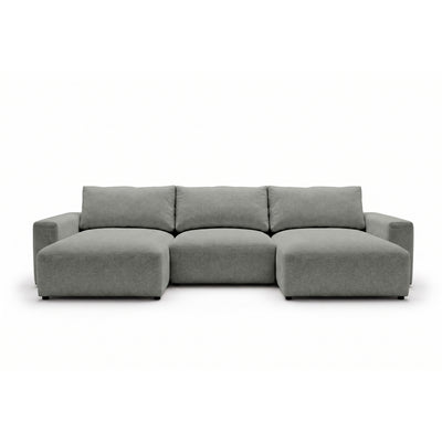 U Iskeli modular corner sofa 361 cm in Steel Grey (ARAGON 83) from the front – corner sofa with two ottomans in Aragon fabric