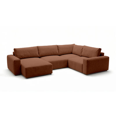 UL Iskeli Plus 341 cm modular corner sofa Matt Cinnamon (ARAGON 56) left-hand at an angle – large corner sofa in Aragon fabric