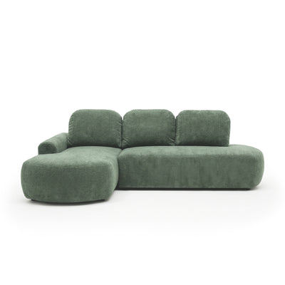 Moluni corner sofa, 263 cm, Green Rock (BELLINI 15), left-hand version – corner sofa in Japandi style