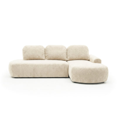 Moluni corner sofa, 263 cm, Linen Stone (BELLINI 20), right-hand version – plush corner sofa with chaise longue