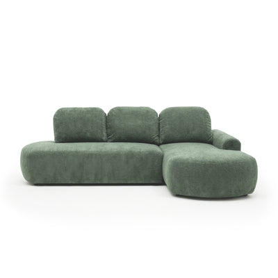 Moluni corner sofa, 263 cm, Green Rock (BELLINI 15), right-hand version – L-shaped corner sofa for an apartment
