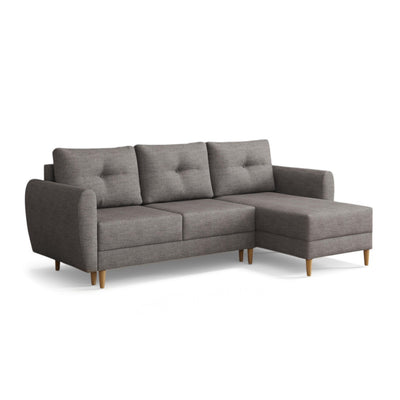 Harmi corner sofa bed 235 cm in Silver Mist (SAWANA 05), right-hand version with bedding storage compartment