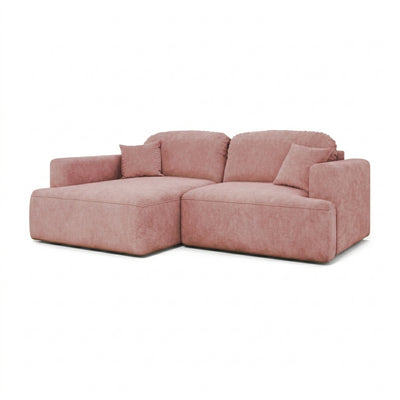 Senvali corner sofa 240 cm in Cinnamon Plum (CLOUD 63), left-hand version – corner sofa with sleep function, angled view