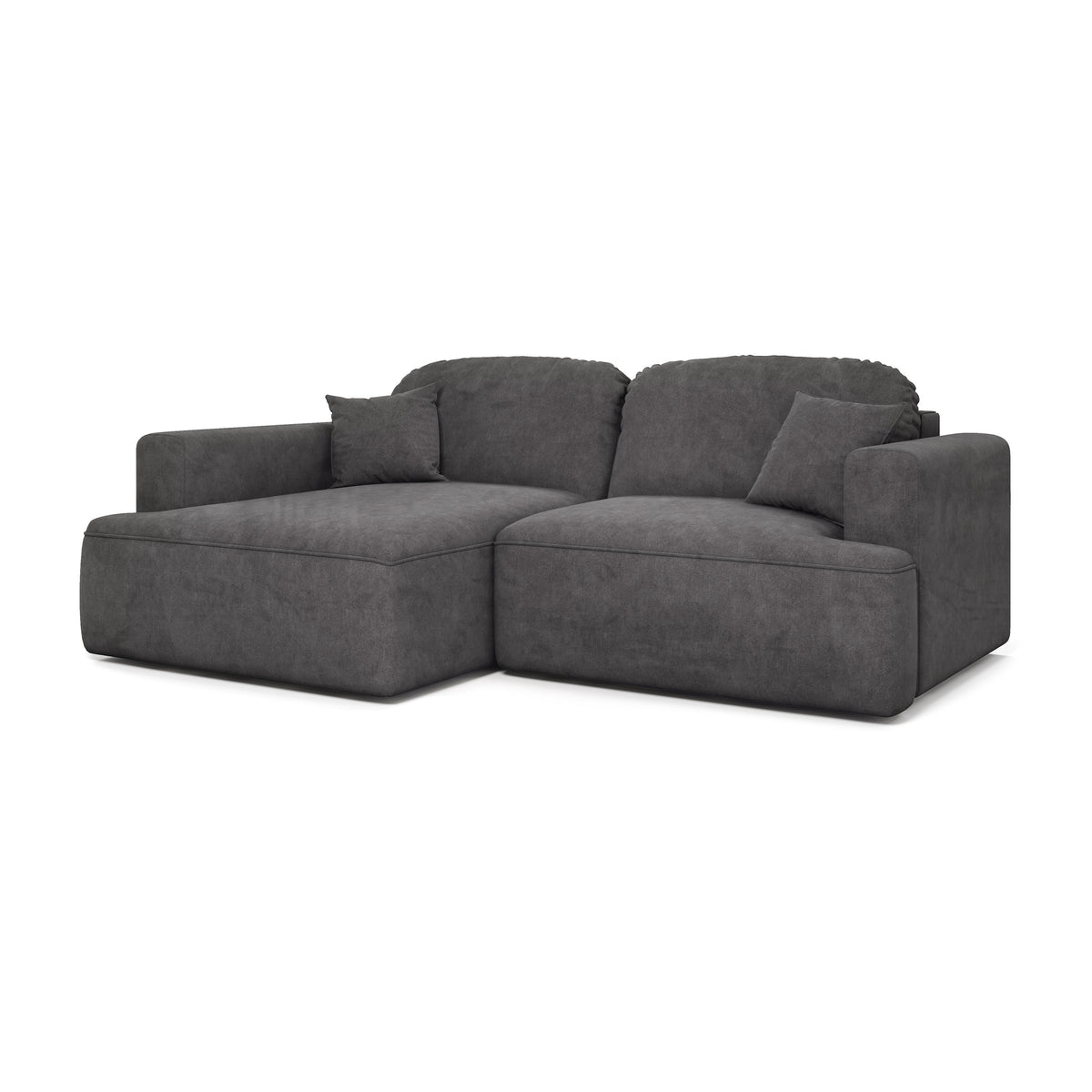 Senvali corner sofa 240 cm in Steel Graphite (CLOUD 97), left-hand version – corner sofa for everyday sleeping, angled view