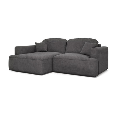 Senvali corner sofa 240 cm in Steel Graphite (CLOUD 97), left-hand version – corner sofa for everyday sleeping, angled view