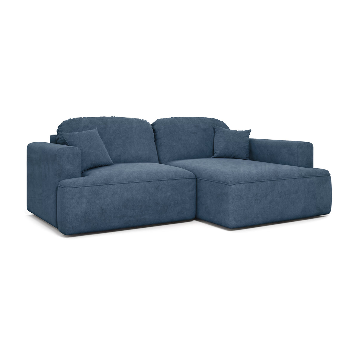 Senvali corner sofa 240 cm in Granite Blue (CLOUD 74), right-hand version – modern corner sofa bed, angled view