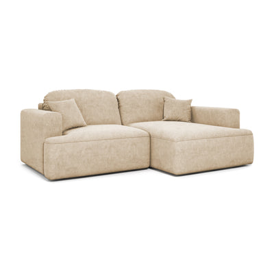 Senvali corner sofa 240 cm in Sandy Parchment (CLOUD 03), right-hand version – right-hand corner sofa with storage compartment, angled view