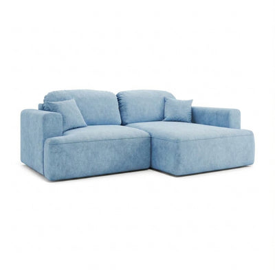 Senvali corner sofa 240 cm in Steel Azure (CLOUD 71), right-hand version – corner sofa bed with chaise longue, angled view