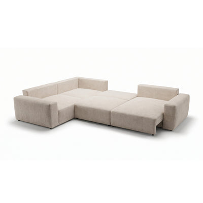 UL Iskeli Plus Creamy Taupe (ARAGON 03) right-hand corner sofa unfolded – corner sofa with Automat DL sleep function