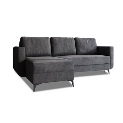 Forra corner sofa bed, Graphite Grey (MANILA 19), left-hand version, Manila velour fabric