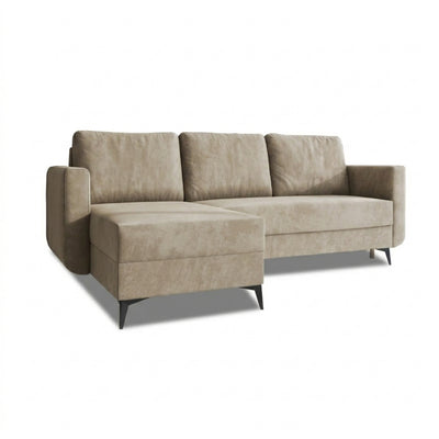Forra corner sofa bed, Powdered Walnut (MANILA 02), left-hand version, Manila velour fabric