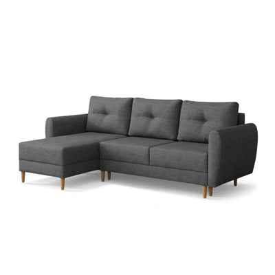 Harmi corner sofa bed in Ink Slate (SAWANA 06), left-hand version, Sawana woven fabric