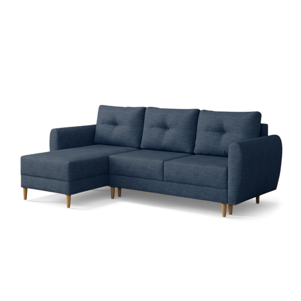 Harmi corner sofa bed in Stormy Navy (SAWANA 20), left-hand version, Sawana woven fabric