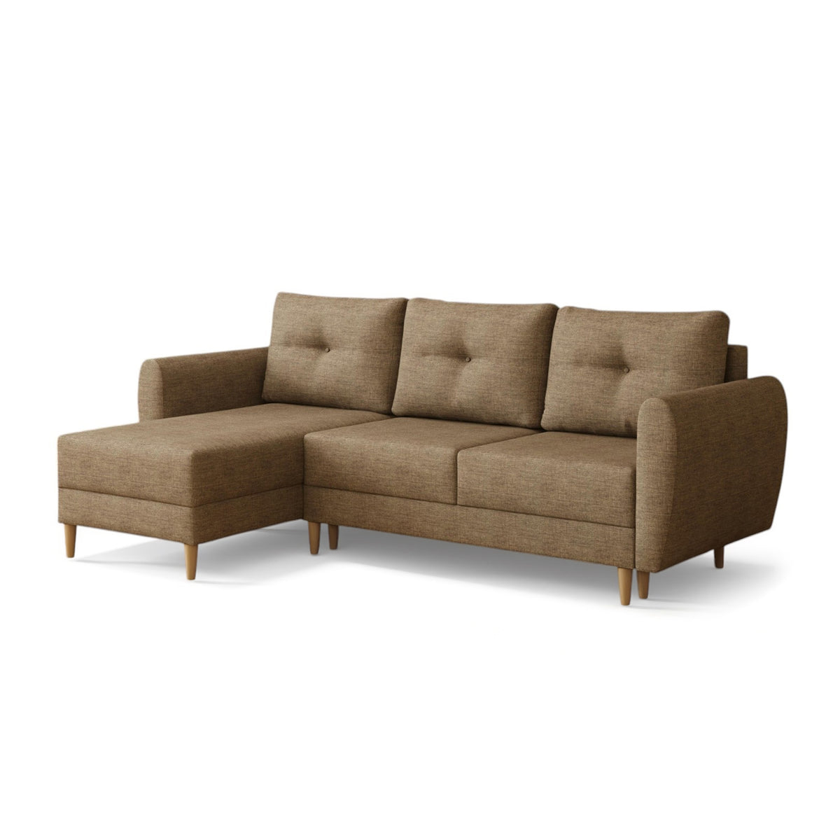 Harmi corner sofa bed in Coffee Slate (SAWANA 03), left-hand version, Sawana woven fabric