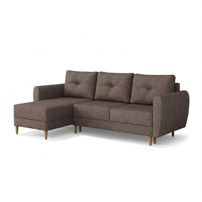Harmi corner sofa bed in Sandy Taupe (SAWANA 12), left-hand version, Sawana woven fabric