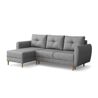 Harmi corner sofa bed in Ash Quartz (SAWANA 32), left-hand version, Sawana woven fabric