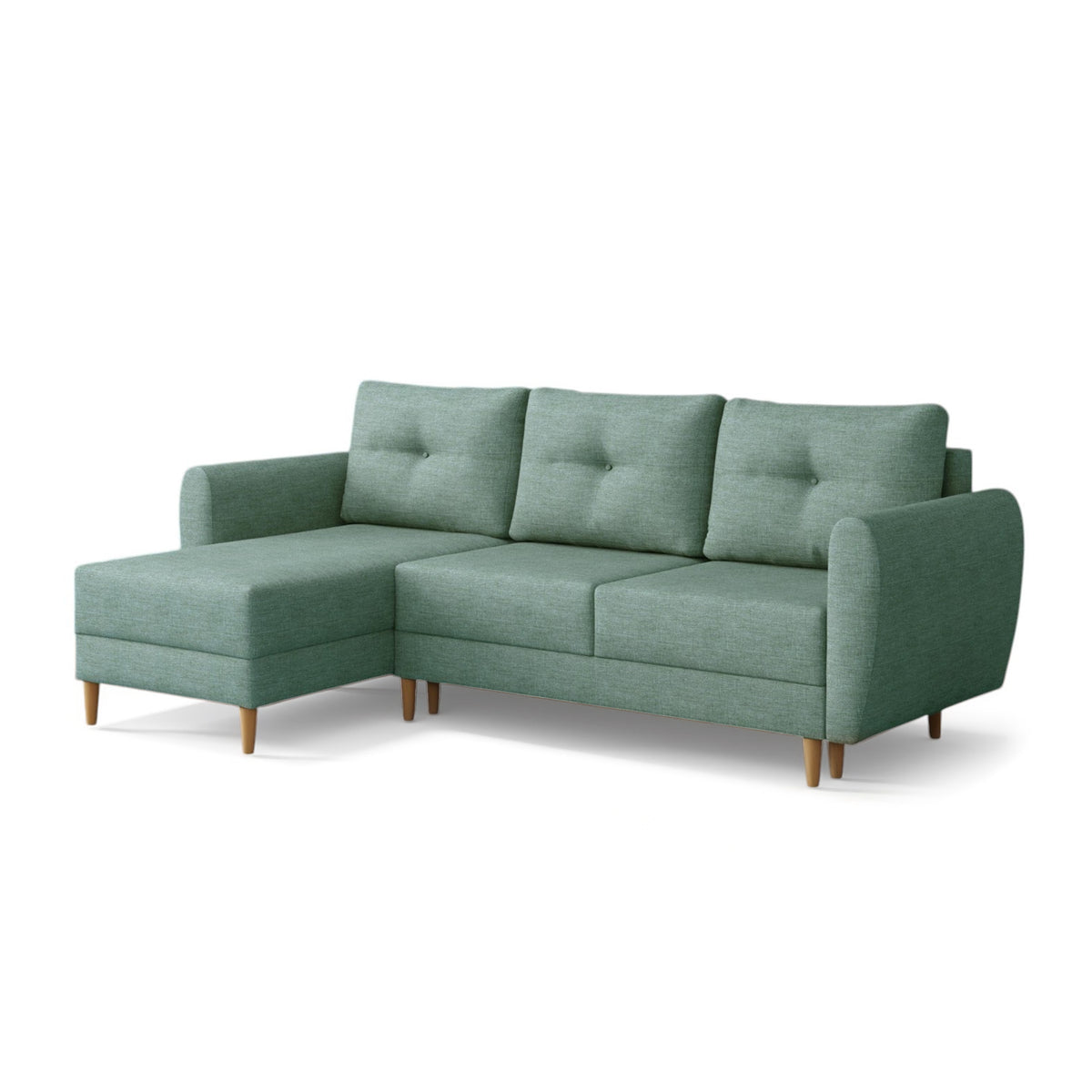 Harmi corner sofa bed in Silver Concrete (SAWANA 29), left-hand version, Sawana woven fabric