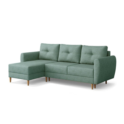 Harmi corner sofa bed in Silver Concrete (SAWANA 29), left-hand version, Sawana woven fabric