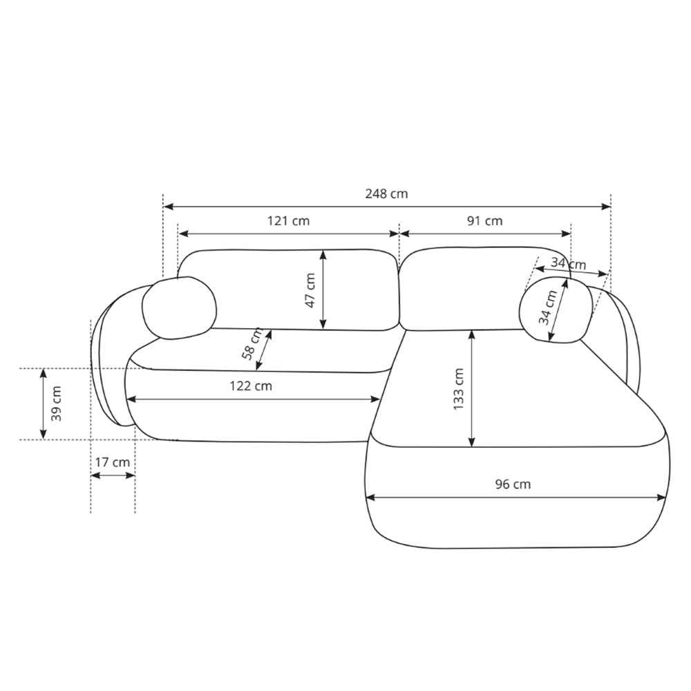 Narożnik Olemo 4-osobowy z funkcją spania w stylu minimalistycznym, tkanina Abriamo – zdjęcie 11