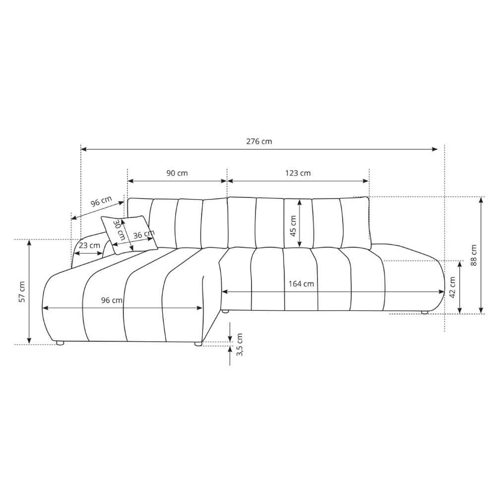 Narożnik z funkcją spania DL 276 cm w stylu nowoczesnym | BALOA
