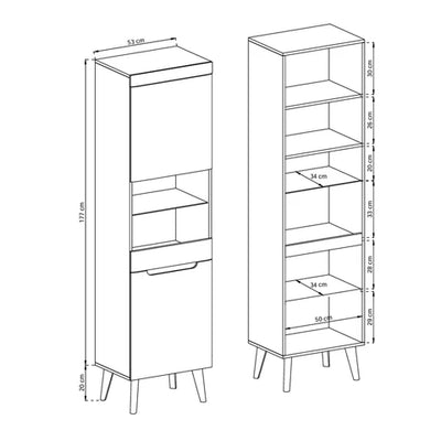 Trava Glass Display Cabinet 53x197 cm, Scandinavian Style
