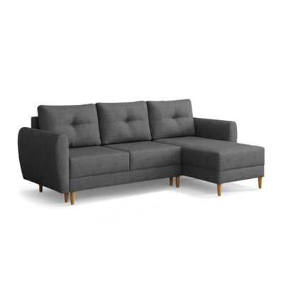 Quilted Harmi corner sofa 235 cm in Ink Slate (SAWANA 06), right-hand version on wooden legs