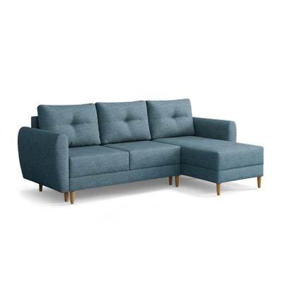 Quilted Harmi corner sofa 235 cm in Navy Rock (SAWANA 33), right-hand version on wooden legs