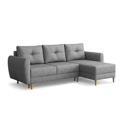 Quilted Harmi corner sofa 235 cm in Ash Quartz (SAWANA 32), right-hand version on wooden legs